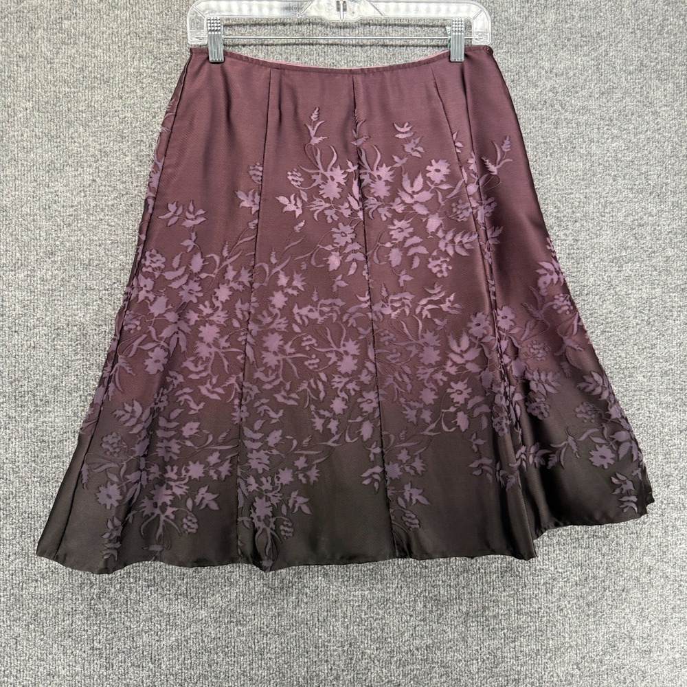 Axcess Skirt Womens 4 Purple Floral Midi Fit Flare Cocktail Old Money Luxury